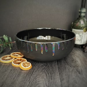 Rainbow Drip Fruit Bowls, Oil Slick Bowl, Petrol Effect Dishes, Salad Server, Large Pasta Dish, Unique, Holographic Gift, Weird Wonderful