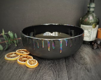 Rainbow Drip Fruit Bowls, Oil Slick Bowl, Petrol Effect Dishes, Salad Server, Large Pasta Dish, Unique, Holographic Gift, Weird Wonderful