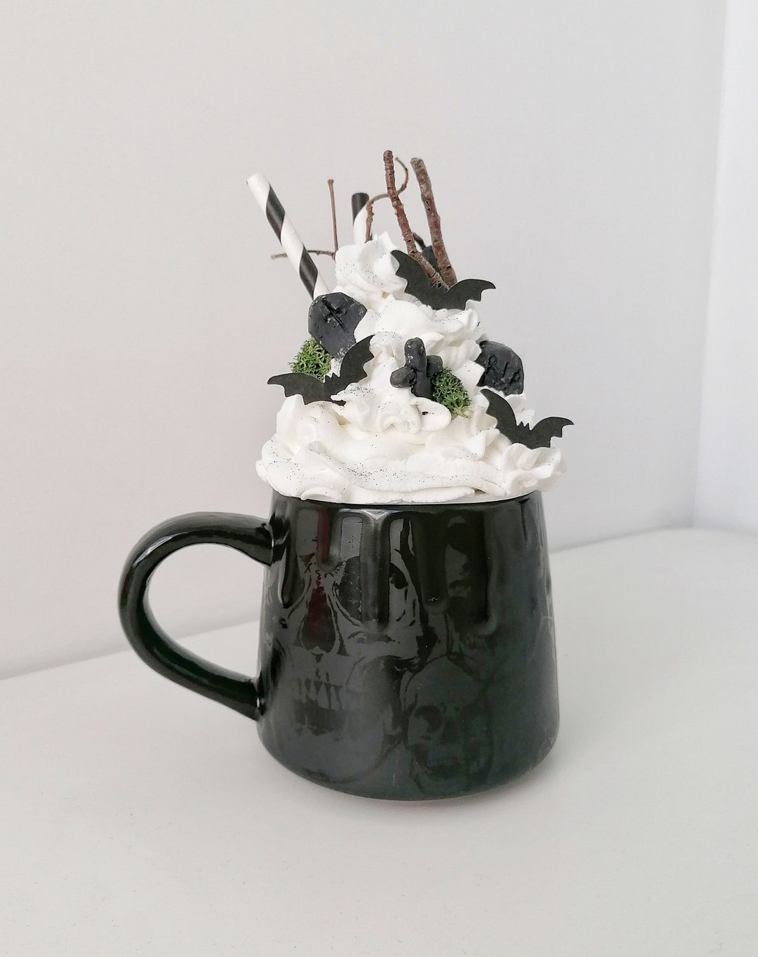 Matte Black Mug, Skulls Goth Mugs, Skull Gothic Cup, Tea Coffee Lover ...