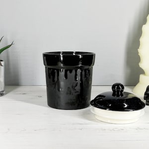 Matte Black, Storage Canisters, Plain or Skull, Tea Coffee Canister, Sugar Jars, Storage Pots, Ceramic Pot, Container, Kitchen, Gothic Goth image 8