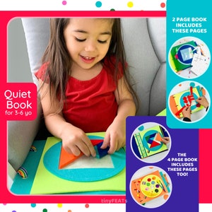 Quiet book for girls and boys age 3 4 5 6 or 7 years old. This personalized birthday gift for kids includes montessori fine motor skills activities, tangram puzzle, weaving and dry erase board to teach preschoolers how to write. Best toys for travel