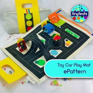 Toy Car Play Mat Sewing Pattern- Instant Download PDF Sewing Tutorial for How to Make Felt Roads Playscape for Hotwheels Cars DIY Kids Toys