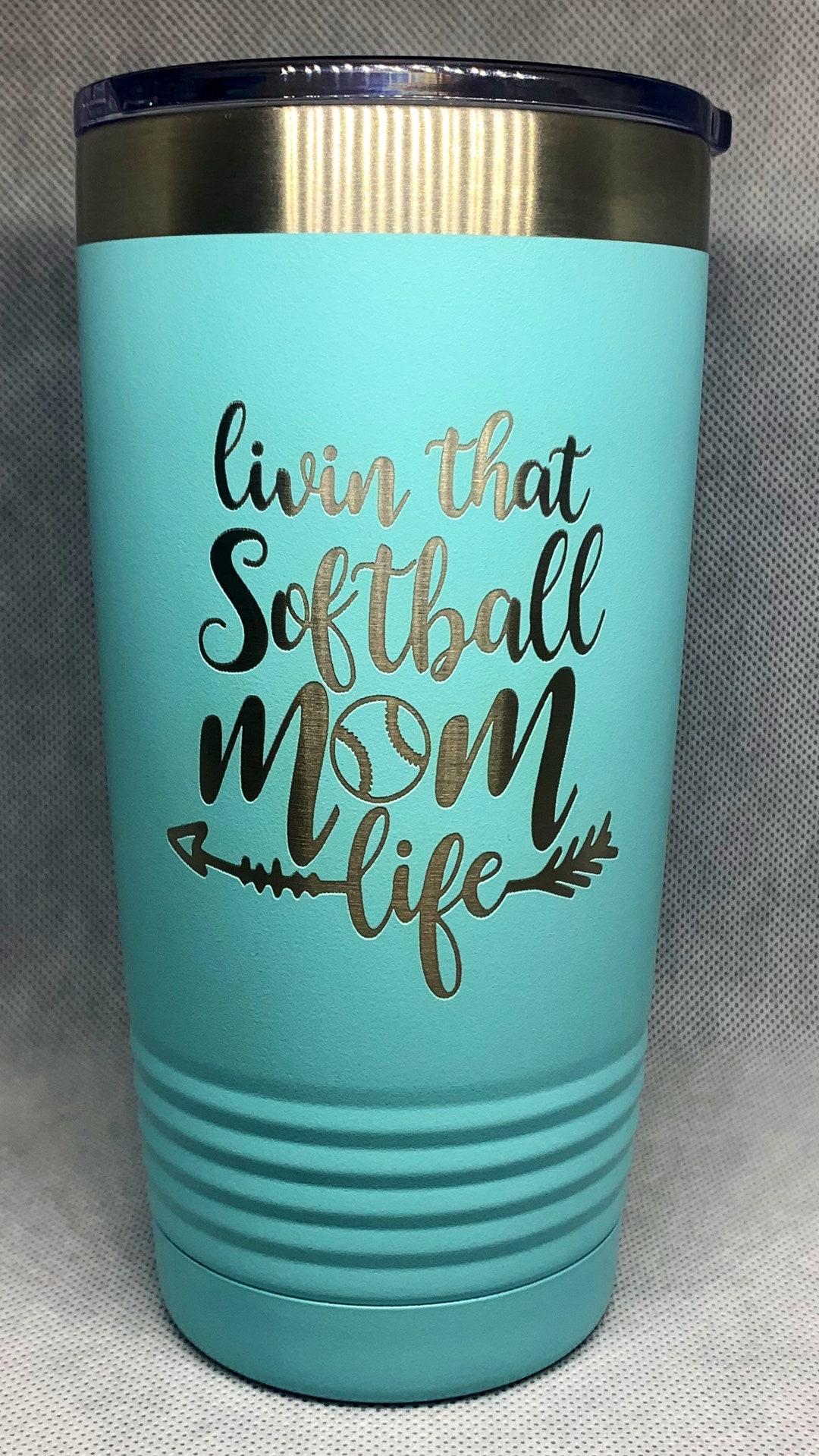 Livin That Softball Mom Life Engraved Stainless Steel Tumbler Softball