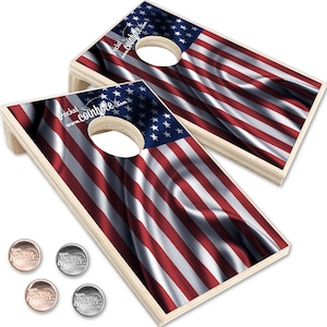 American Flag Mini Cornhole Tabletop Coin Bounce Game Coinhole® - Two Board Game Set