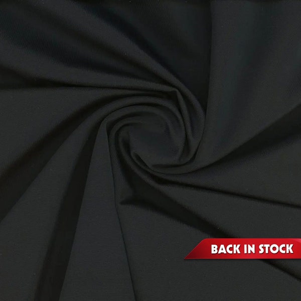 Black 4-Way Stretch Nylon Spandex Fabric - Ideal for Swimwear, Dancewear, Activewear, and More - Price Per Yard