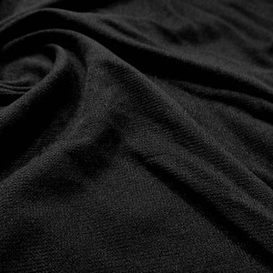 May include: Close-up of black fabric with a textured surface. The fabric is wrinkled and folded, creating a dramatic and abstract pattern.