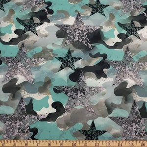 Camo and Marble Stars Nylon Spandex Swimwear Fabric by the Yard