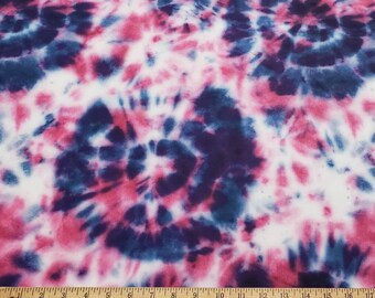 Blue and Pink Tie Dye Nylon Spandex Fabric: 4-Way Stretch Swimwear