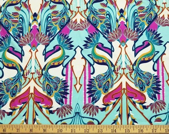 Lightweight Fantasy Peacocks Print Bathing Suit Nylon Spandex Fabric