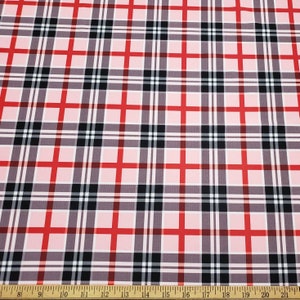 Red, Pink, Black and White Plaid Swimsuit Nylon Spandex Fabric