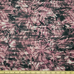 Reddish Brown and Black Double Exposure Foliage Print Nylon Spandex Fabric by the Yard