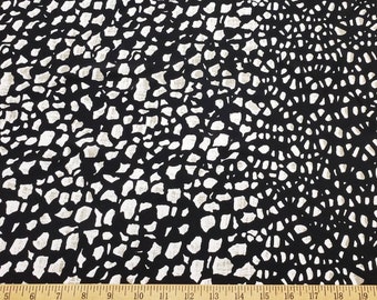 Abstract Rocks and Orange Border Waves Print Bikini Swimsuit Nylon Spandex Fabric by the Yard