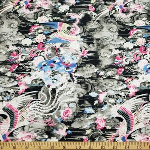 Fantasy Phoenix in Abstract Skies Swimwear Nylon Spandex Fabric by the Yard