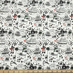 Traje de baño de spandex individual con estampado de mapa del tesoro de piratas, sirenas, ballenas y barcos, cortado a medida