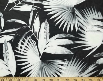 Big Monochromatic Palm Leaves Print Swimsuit Nylon Spandex Fabric
