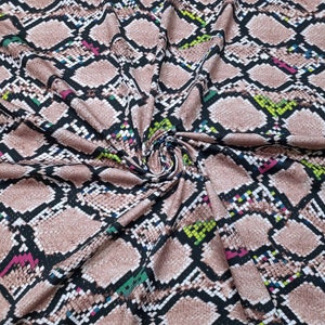 Light Brown Snakeskin Print 4-Way Stretch Nylon Spandex Fabric Swimsuit Fabric by the Yard