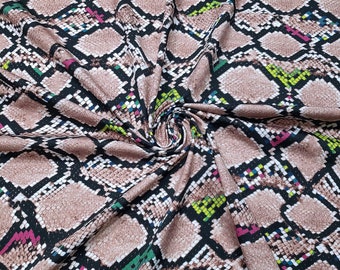 Light Brown Snakeskin Print 4-Way Stretch Nylon Spandex Fabric Swimsuit Fabric by the Yard