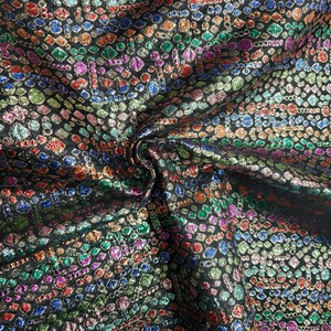 Colorful Rainbow Stained Glass Metallic Brocade Fabric for Apparel and Decor image 3