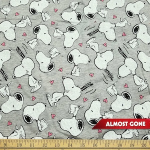Cartoon Dog in Love Cotton Jersey Fabric by the Yard