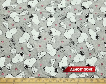 Cartoon Dog in Love Cotton Jersey Fabric by the Yard