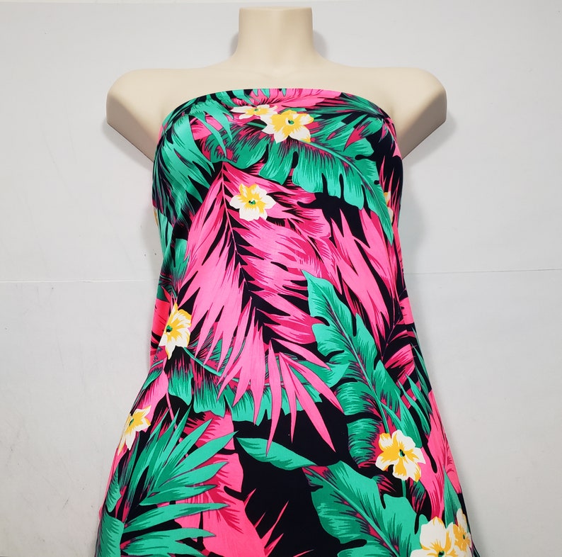 Tropical Foliage Print Nylon Spandex Fabric Lightweight & Vibrant image 8