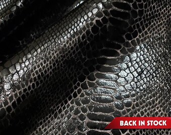Black Dragon Scales Metallic Foil Velvet Fabric: 4-Way Stretch Cosplay
