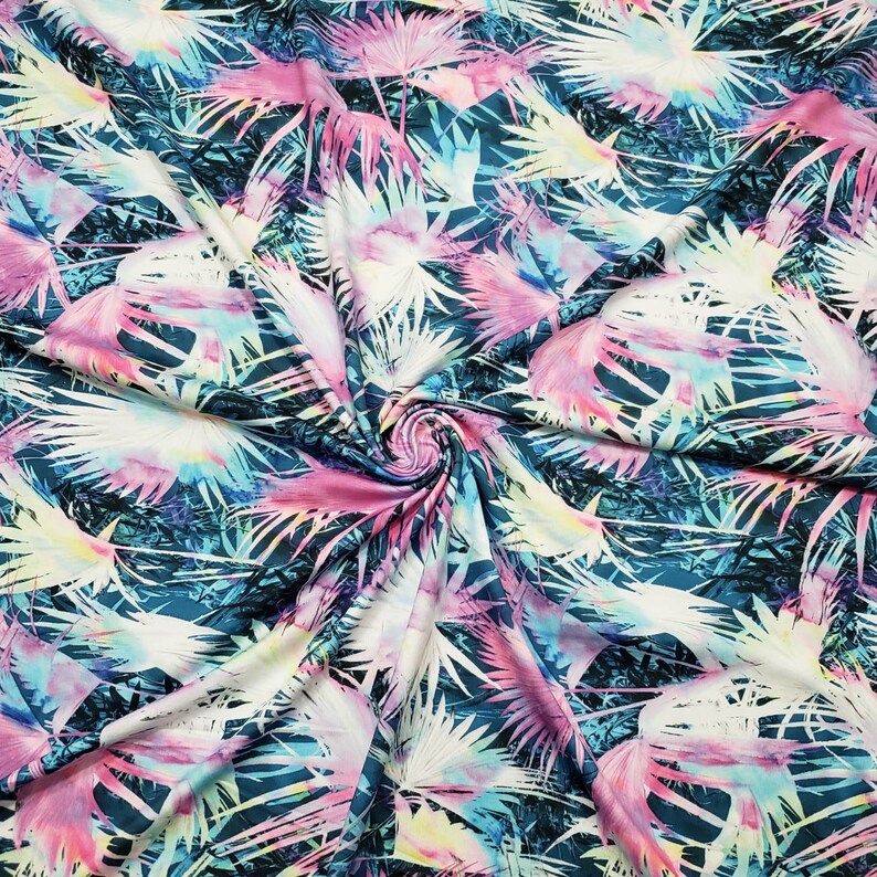 Tie Dye Palm Leaves Print Swimsuit Nylon Spandex Fabric by the - Etsy