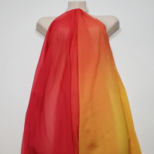 Sunset Ombre Chiffon Fabric: Red, Orange, Yellow - 59/60