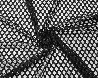 Black Diamond Fishnet Fabric: Nylon Spandex Blend, 2-Way Stretch