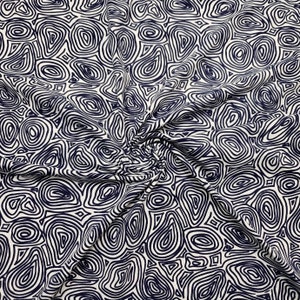 Dark Navy and White Abstract Fingerprints Print Nylon Spandex Fabric by ...