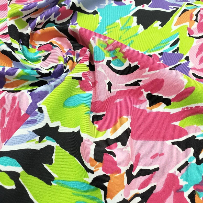 Abstract Flowers and Petals Print Stretch Swimwear Poly - Etsy