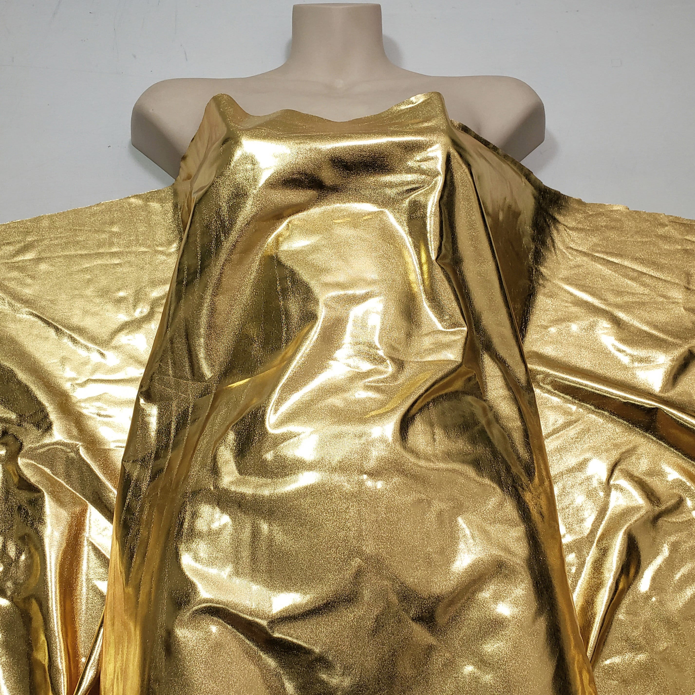 Gold Foil Lame Metallic Spandex Fabric by the Yard Etsy