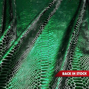 Emerald Green Dragon Scales Foil Fabric: Olive Crushed Ice Velvet, 4-Way Stretch
