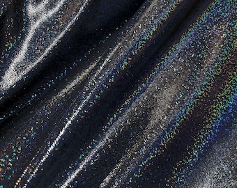 Tejido de spandex negro con holograma iridiscente: Suncatcher elástico en 4 direcciones