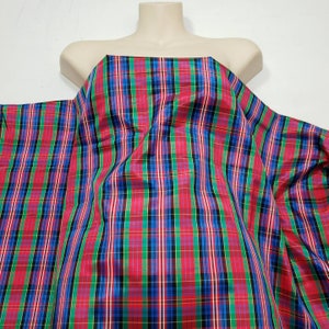 Red, Green, Blue, Black, White Yarn Dyed Plaid Taffeta Fabric by the Yard image 2