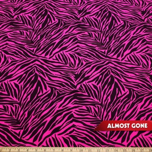 Hot Pink and Black Zebra Style Animal Print Poly Spandex 4 Way Stretch Fabric by the Yard