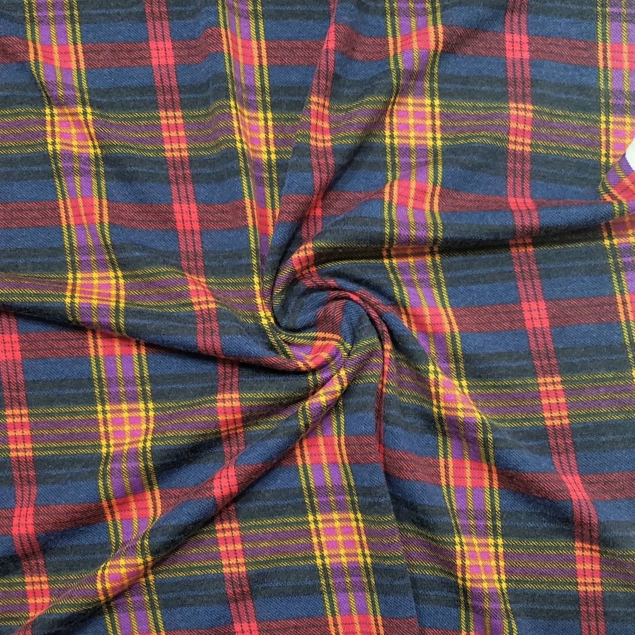 Plaid Lightweight Brushed Rayon Spandex Jersey Fabric in - Etsy