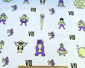 Fighter Cartoons Cotton Jersey by the Yard