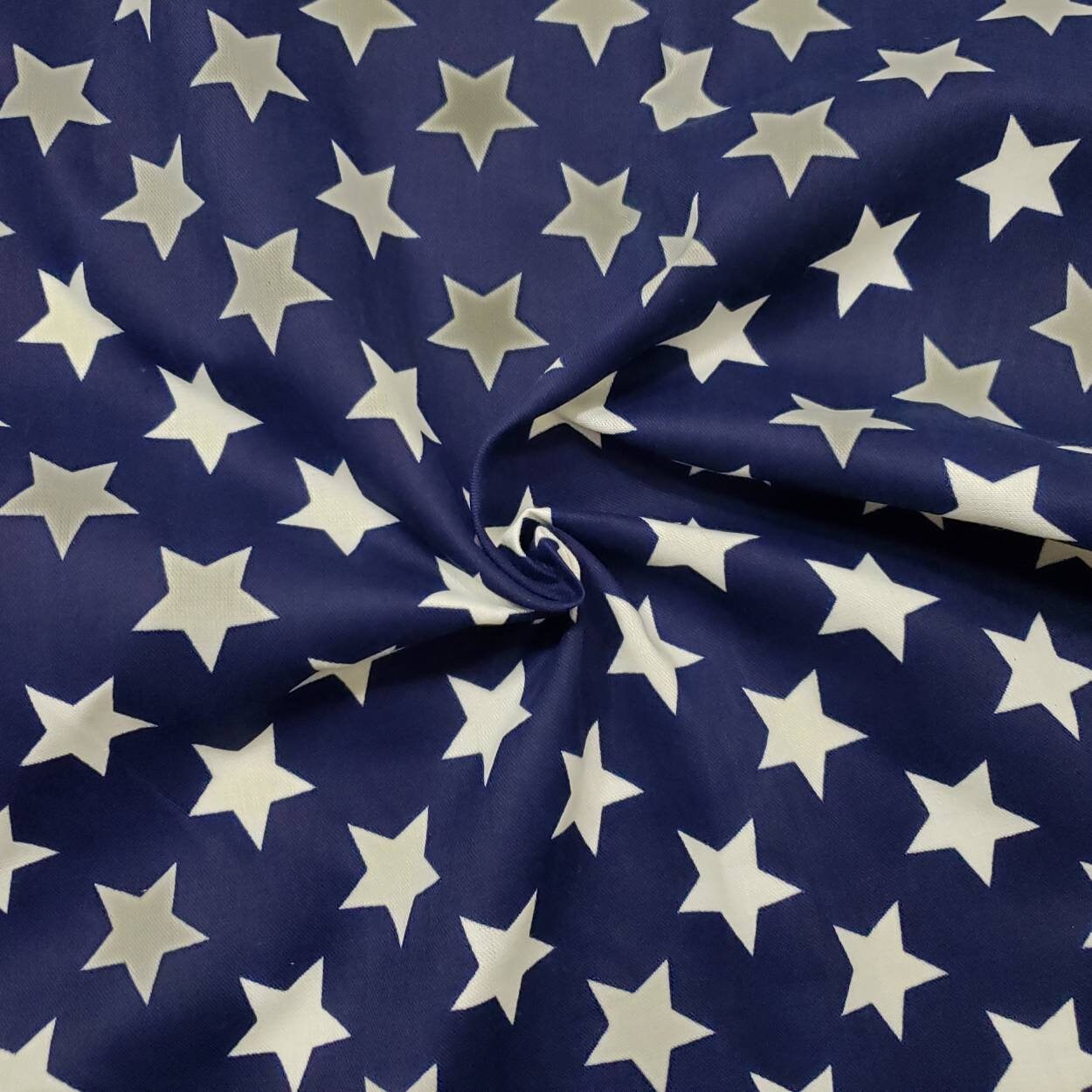 White Stars on Navy Background Cotton Twill Fabric by the Yard Etsy