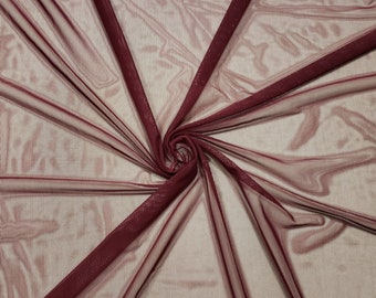 Burgundy Solid Power Mesh Nylon Spandex Fabric by the Yard