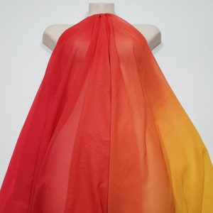 Sunset Ombre Chiffon Fabric: Red, Orange, Yellow - 59/60