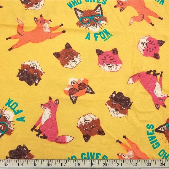 Who Gives a Fox Cotton Jersey Fabric by 