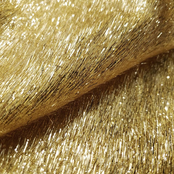 Light Yellow Metallic Eyelash/Fringe Lame Fabric by the Yard