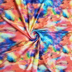 Multicolor Chalk Dust Explosion/Heavenly Mystical Clouds Nylon Spandex Fabric