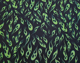 Green Flame Power Mesh Fabric | 4-Way Stretch Nylon Spandex