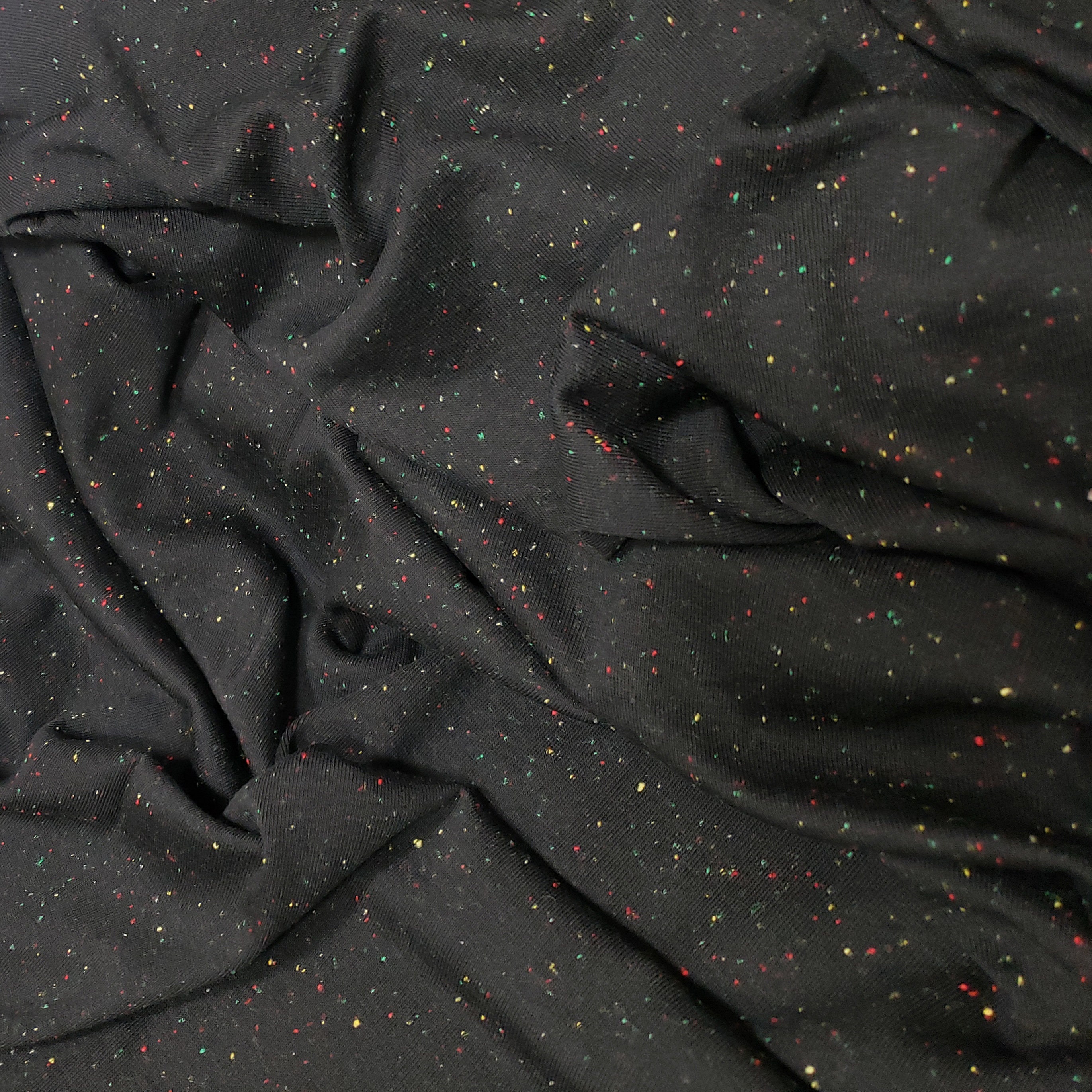 Colorful Speckled Black Cotton Rib by The Yard 
