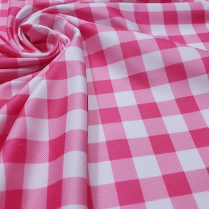 Pink Gingham 4-Way Stretch Nylon Spandex Fabric: Swimwear, Activewear (58/60&quot; Wide)