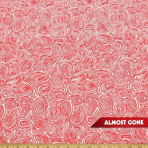 Coral and White Abstract Fingerprints Print Nylon Spandex Fabric by the Yard