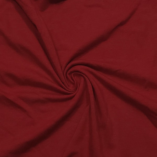 Scarlet Red Color Solid Bamboo Jersey Spandex Fabric by the Yard