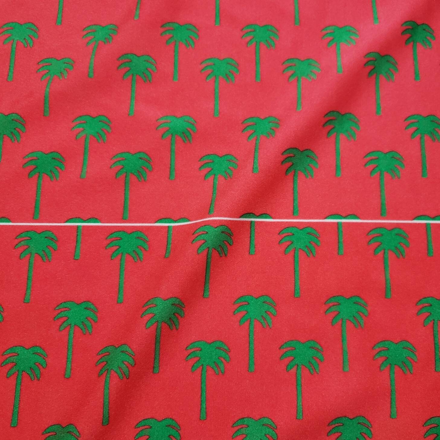 Green Palm Trees Silhouettes Print on Red Nylon Spandex for - Etsy